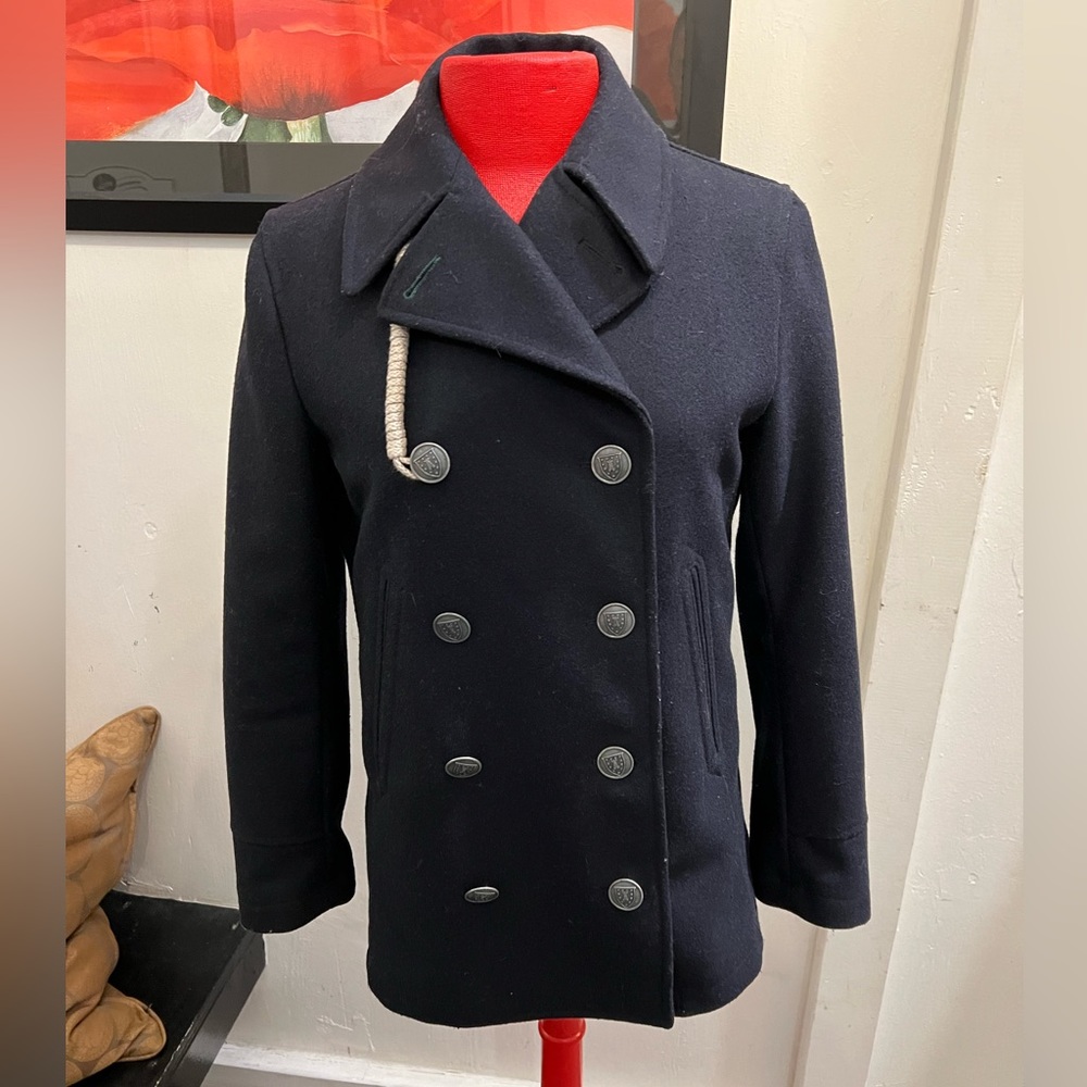 Camplin Women’s Navy Double-Breasted wool Peacoat L large
